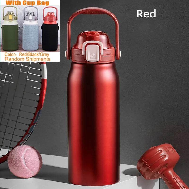 2L Tumbler Thermo Bottle Large Capacity With Straw Stainless Steel Thermal Water Bottle Cold and Hot Thermo Cup Vacuum Flask Gym
