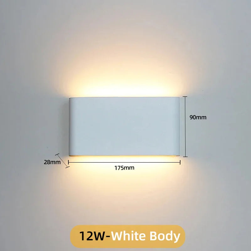 LED Wall Lamp Outdoor Waterproof IP65 Interior Wall Light 6W12W Porch Garden Lights Aluminum Bedroom Living Room Stairs Lighting