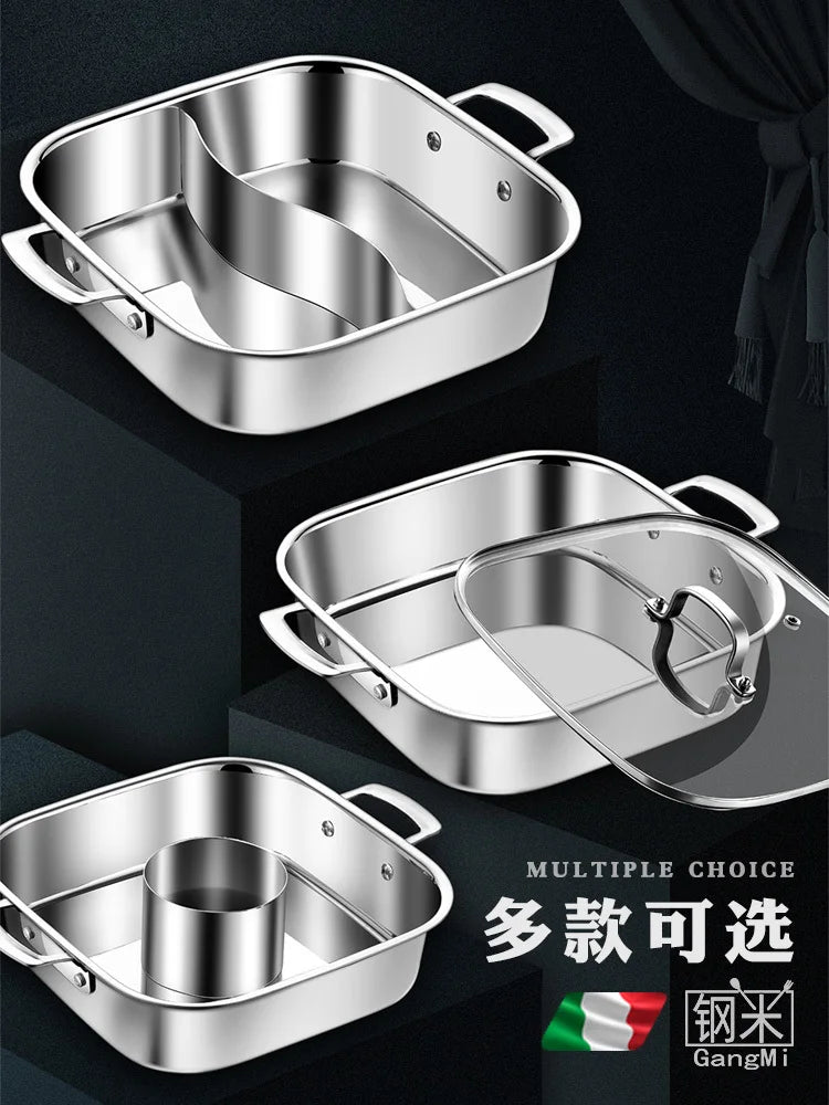 304 stainless steel thickened two-flavor hot pot household electromagnetic stove large capacity soup stewpan pan chafing dish