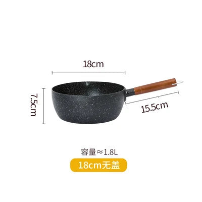 Japanese snow pan baby food small milk pot household non stick cooking noodle soup rice stewpot wood handle stewpan saucepot