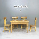 1 Set 1/12 Miniature Dollhouse Table & Chiar & Mini Doll Food Pretend Play Kitchen Furniture Accessories Toy