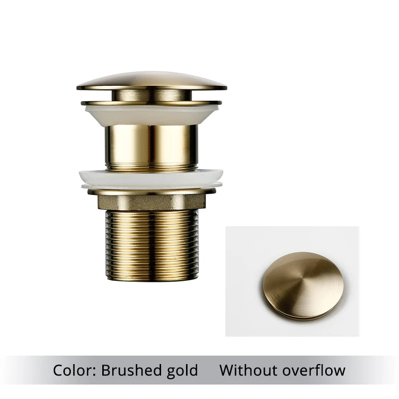 Pop Up Drain Button Bathroom Sink Plug Drainer Siphon Waste Stopper Wash Basin Faucet Accessory Washbasin Pipe Black Gold Rose
