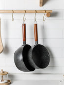 Japanese snow pan baby food small milk pot household non stick cooking noodle soup rice stewpot wood handle stewpan saucepot