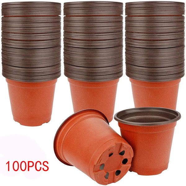 100Pcs Flowerpot Plastic Grow Box Fall Resistant Tray For Home Garden Plants Nursery Cup Transplant Flower Plant Pots