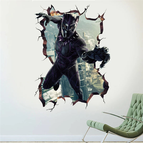 3D  Avengers Black Panther wall stickers  living room bedroom wall decoration Marvel movie poster wall stickers for kids rooms