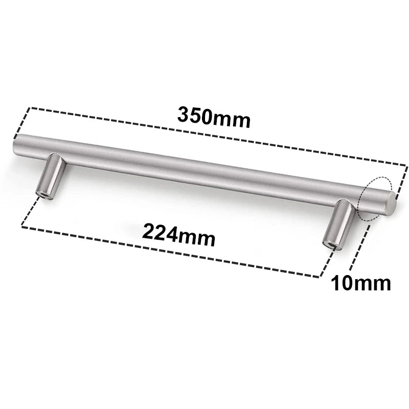 Furniture Handles Wardrobe Door Pull Stainless Steel Drawer Handle T Bar Straight Kitchen Long Cabinet Closet Knob Black Silver