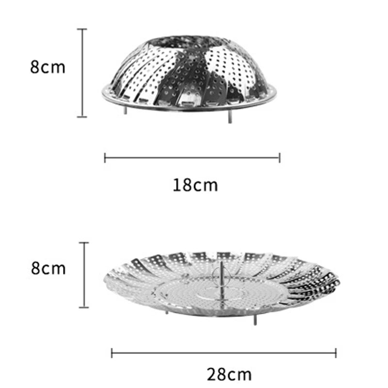 Folding Dish Lotus Steam Stainless Steel Food Steamer Basket Mesh Vegetable Cooker Steamer Expandable Pannen Kitchen Tool