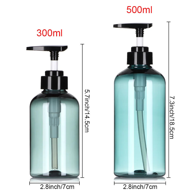 300/500ml Refillable Clear Empty Bottle Soap Liquid Shower Gel Shampoo Dispenser Bottles with Press Pump Lotion Bottle Reusable