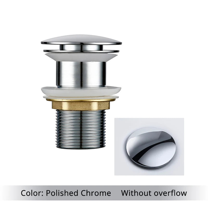 Pop Up Drain Button Bathroom Sink Plug Drainer Siphon Waste Stopper Wash Basin Faucet Accessory Washbasin Pipe Black Gold Rose