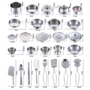 Stainless Steel Funny Kids Simulation Kitchen Toys Cooking Cookware Children Kitchen Tableware Pretend Role Play Toy for Kids