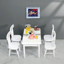 1 Set 1/12 Miniature Dollhouse Table & Chiar & Mini Doll Food Pretend Play Kitchen Furniture Accessories Toy