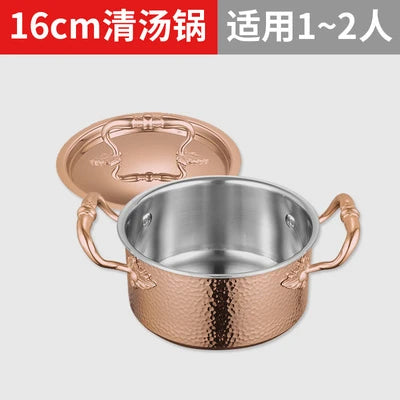 Yuanyang pot hot household Italian handmade hammering 304 stainless steel three-layer steel soup stewpan two-flavor chafingdish