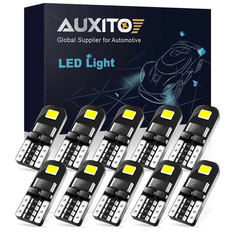 AUXITO 10Pcs W5W T10 LED Canbus No Error Bulb Car Interior Light 194 LED Signal Lamp For Mercedes-Bens Bmw Audi Ford 6000K 12V