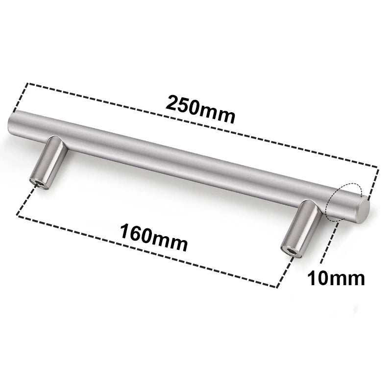 Kitchen Cabinet Pulls Furniture Drawer Handles Stainless Steel T Bar Straight Wardrobe Door Knobs Black Silver Cupboard Handle