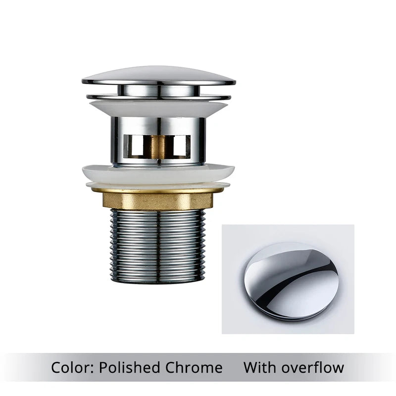 Pop Up Drain Button Bathroom Sink Plug Drainer Siphon Waste Stopper Wash Basin Faucet Accessory Washbasin Pipe Black Gold Rose