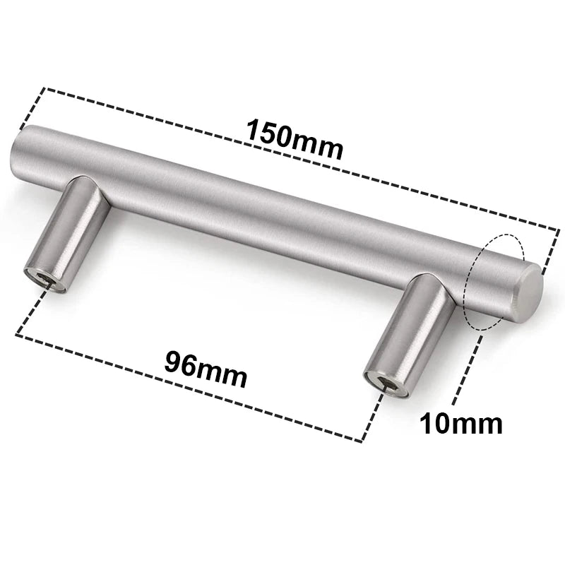 Kitchen Cabinet Pulls Furniture Drawer Handles Stainless Steel T Bar Straight Wardrobe Door Knobs Black Silver Cupboard Handle