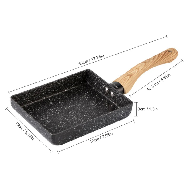 Walfos Frying Pan Tamagoyaki Omelette Black Non-Stick Pan Fry Egg Pan Pancake Kitchen Pot Maker Breakfast Pot Mini Cook