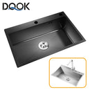 DQOK Stainless Steel Kitchen Sink Slot Dish Basin Kitchen Sink Drain Basket And Drain Pip Rectangular
