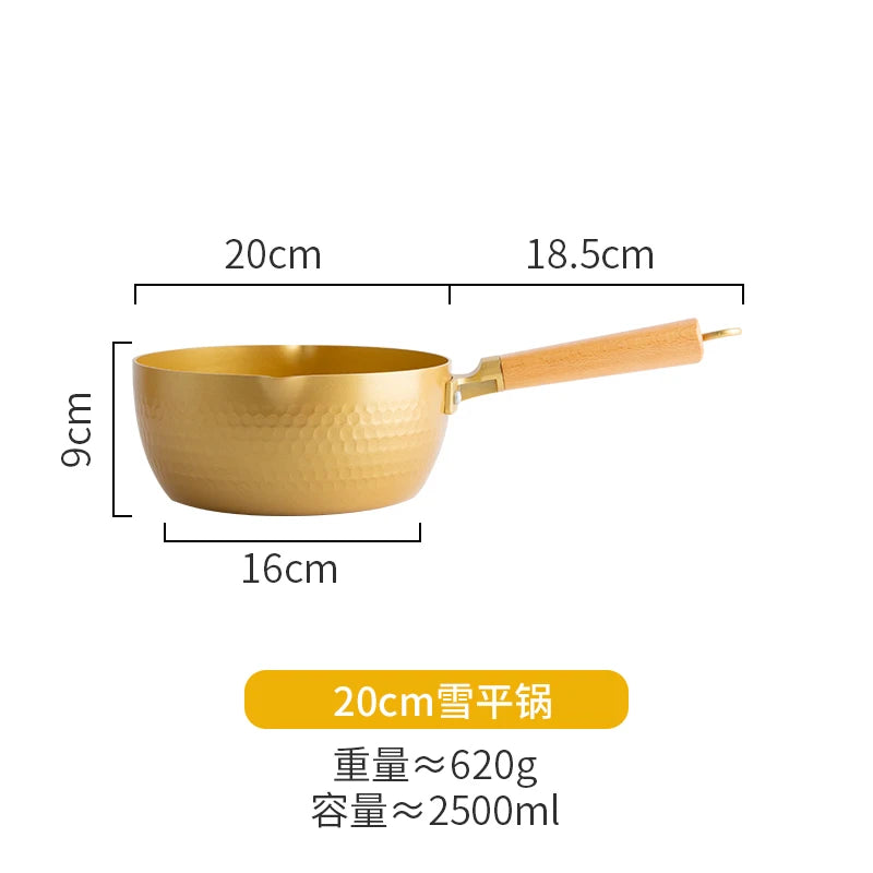 Japanese non stick snow pan thickened baby milk cooking auxiliary small household soup rice noodle pot stewpan glass lid