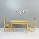 1 Set 1/12 Miniature Dollhouse Table & Chiar & Mini Doll Food Pretend Play Kitchen Furniture Accessories Toy