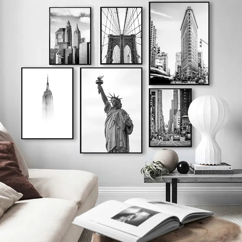 New York City Canvas Prints Statue of Liberty Posters and Prints Black and White Wall Art Pictures Living Room Decoration Poster