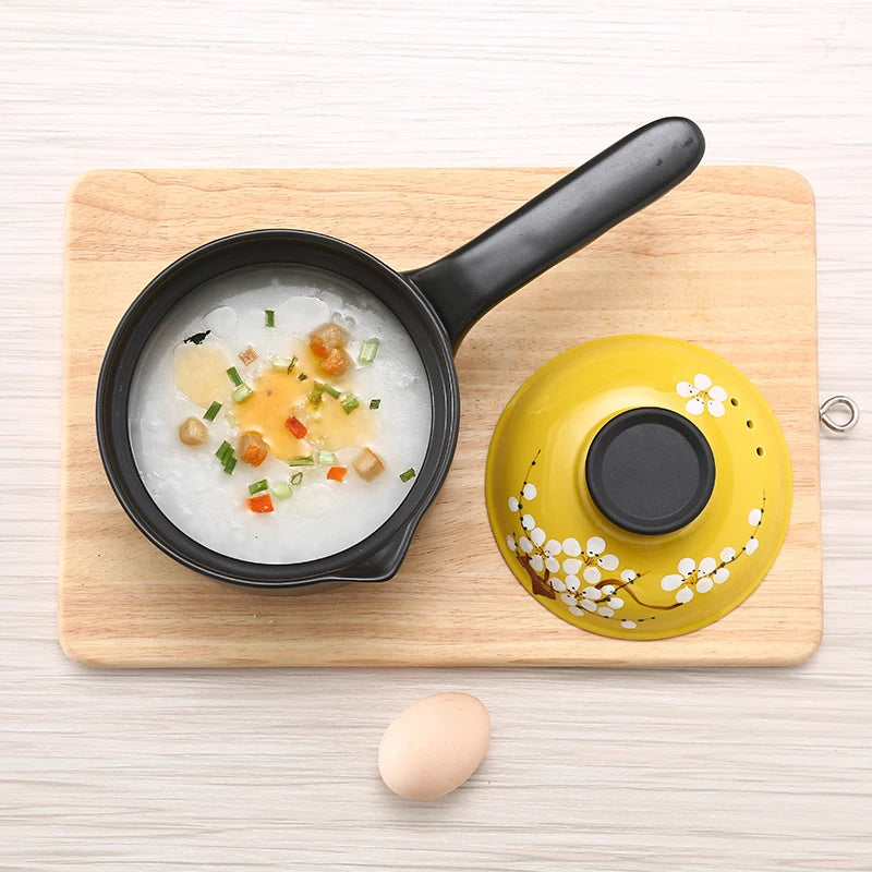 Cherry blossom ceramic baby auxiliary pot ceramic small dairy pot household single handle casserole non-stick soup stewpan