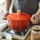 Cast iron enamel steamer household multi-functional non stick stew soup pot steamed bread bamboo wood steaming pan stewpan