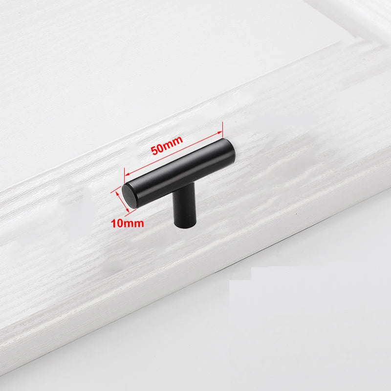 Kitchen Cabinet Pulls Furniture Drawer Handles Stainless Steel T Bar Straight Wardrobe Door Knobs Black Silver Cupboard Handle