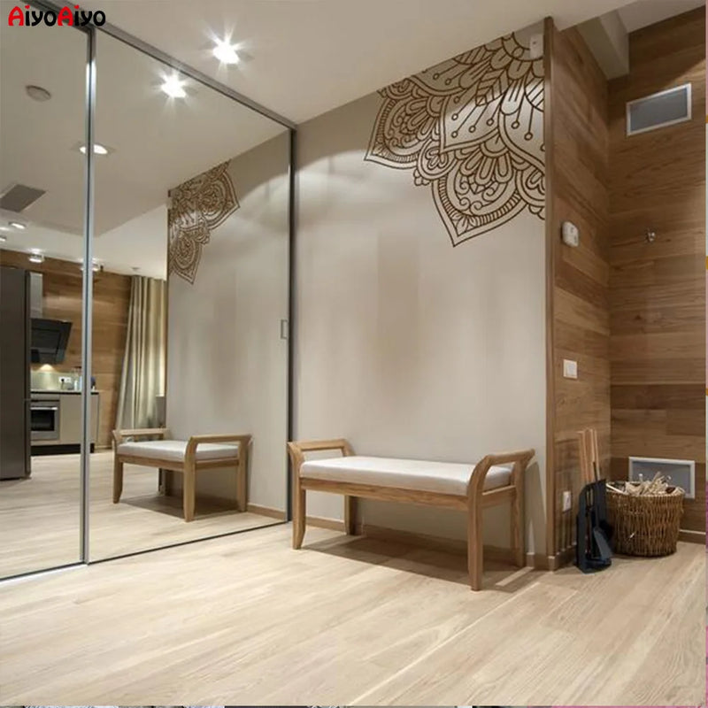 Square Mandala Wall Sticker Vinyl Decals For Living Rooms Decoration Yoga Decal Creative Stickers Home Bedroom Decor Decal1