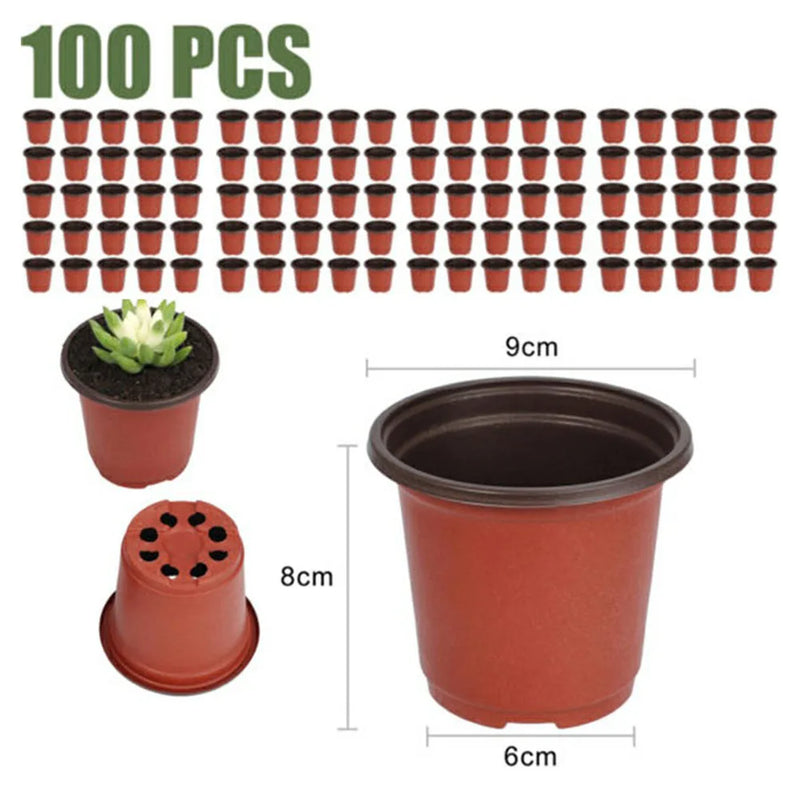 100Pcs Flowerpot Plastic Grow Box Fall Resistant Tray For Home Garden Plants Nursery Cup Transplant Flower Plant Pots