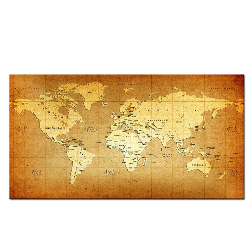 Modern Art World Map Posters Prints HD Printed Non-woven Canvas Painting Wall Picture Canvas Poster Wall Decor Living Room Decor
