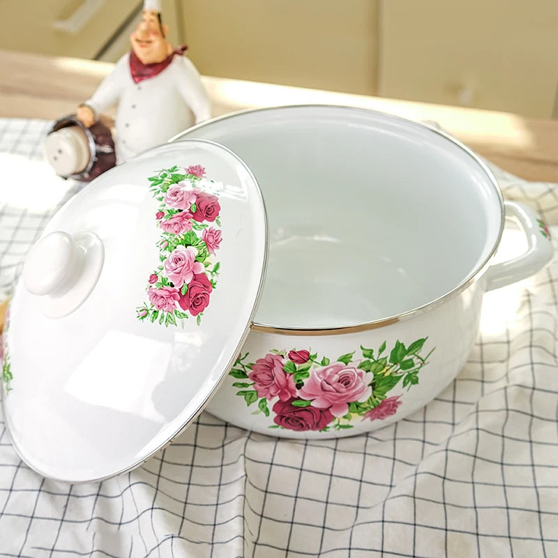 Universal porcelain enameled soup rice gas and induction cooker enamel stewpan breakfast saucepot pan health hot pot
