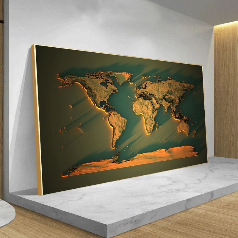Modern Art World Map Posters Prints HD Printed Non-woven Canvas Painting Wall Picture Canvas Poster Wall Decor Living Room Decor
