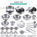 Stainless Steel Funny Kids Simulation Kitchen Toys Cooking Cookware Children Kitchen Tableware Pretend Role Play Toy for Kids