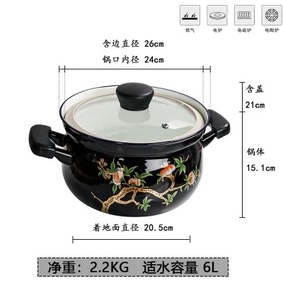 Enamel thickened soup pot retro nostalgic classic gold depicting anti scalding handle pan anti overflow type household stewpan