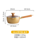 Japanese non stick snow pan thickened baby milk cooking auxiliary small household soup rice noodle pot stewpan glass lid