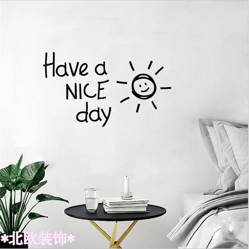 Have a nice day sun Wall Sticker living room bedroom Home Decoration Decals Art English alphabet Stickers wallpaper