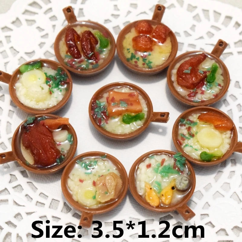2PCS 1:6 Miniature Dollhouse Bowl Rice Mini Chinese Cuisine Pretend Food for 1/6 Blyth BJD Doll Kitchen Decor Accessories Toys