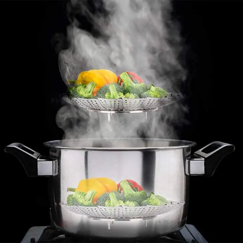 Folding Dish Lotus Steam Stainless Steel Food Steamer Basket Mesh Vegetable Cooker Steamer Expandable Pannen Kitchen Tool