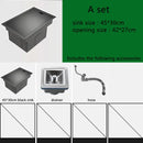 Hidden black Kitchen sink Single bowl Bar Small Size sink Stainless Steel Balcony sink Concealed black kitchen sink Bar sink