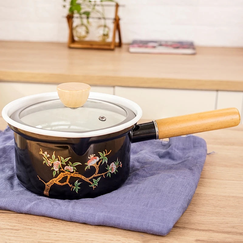 Enamel thickened soup pot retro nostalgic classic gold depicting anti scalding handle pan anti overflow type household stewpan