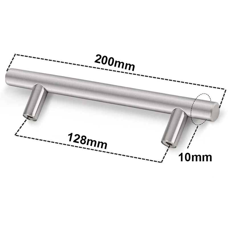 Kitchen Cabinet Pulls Furniture Drawer Handles Stainless Steel T Bar Straight Wardrobe Door Knobs Black Silver Cupboard Handle