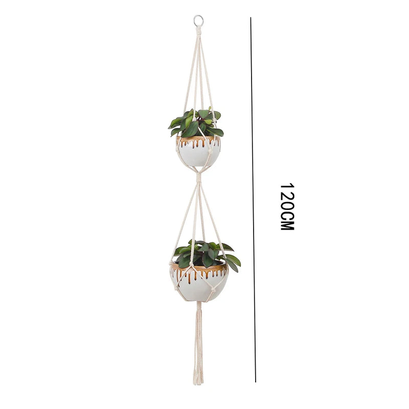 Macrame Plant Hanger Baskets Flower Pots Holder Balcony Wall Hanging Planter Decor Knotted Lifting Rope Home Garden Supplies