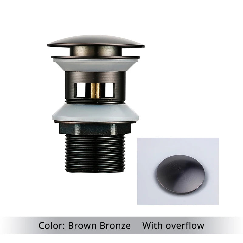 Pop Up Drain Button Bathroom Sink Plug Drainer Siphon Waste Stopper Wash Basin Faucet Accessory Washbasin Pipe Black Gold Rose
