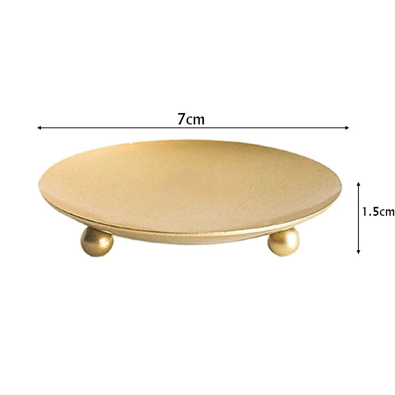 Iron Black Gold Plated Candle Holders Pillar Metal Plate For Wedding Party Festival Portavelas Candelabra Art Gift Home Decor