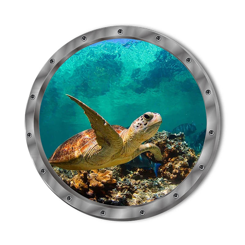 Bathroom Pvc Decals Underwater Fish Wall Stickers Waterproof Capybara Dolphin Tortoise Stickers Washing Machine Decoration