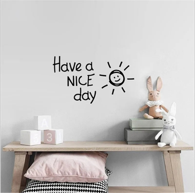 Have a nice day sun Wall Sticker living room bedroom Home Decoration Decals Art English alphabet Stickers wallpaper