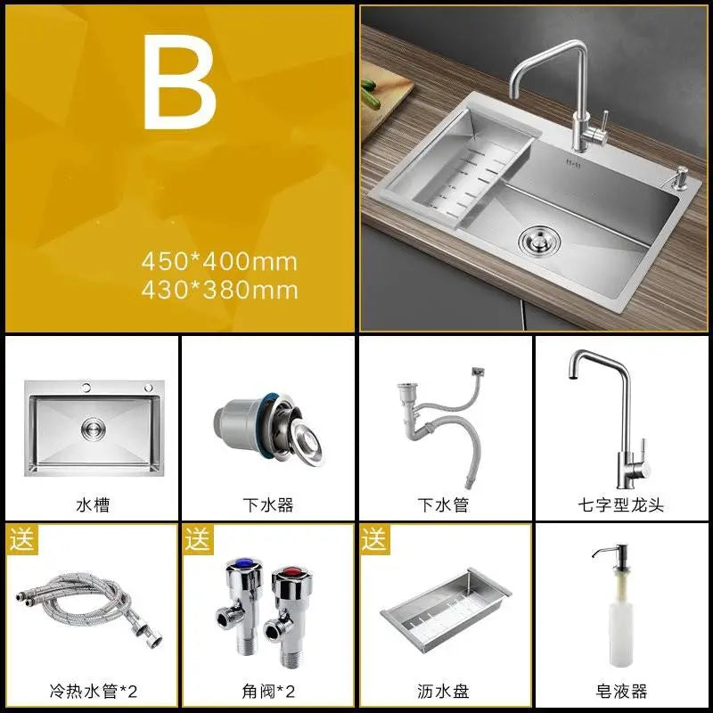 2021 Home Improvement Kitchen Sink Large Single Household Stainless Steel 304 Hand Home Improvement Torneira Gourmet Washing