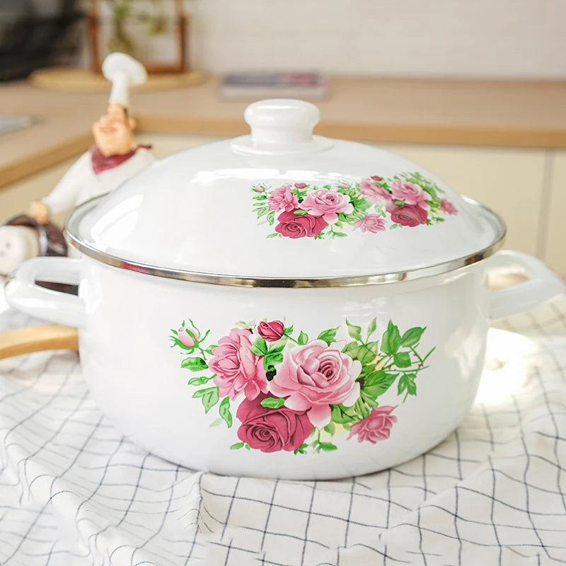 Universal porcelain enameled soup rice gas and induction cooker enamel stewpan breakfast saucepot pan health hot pot