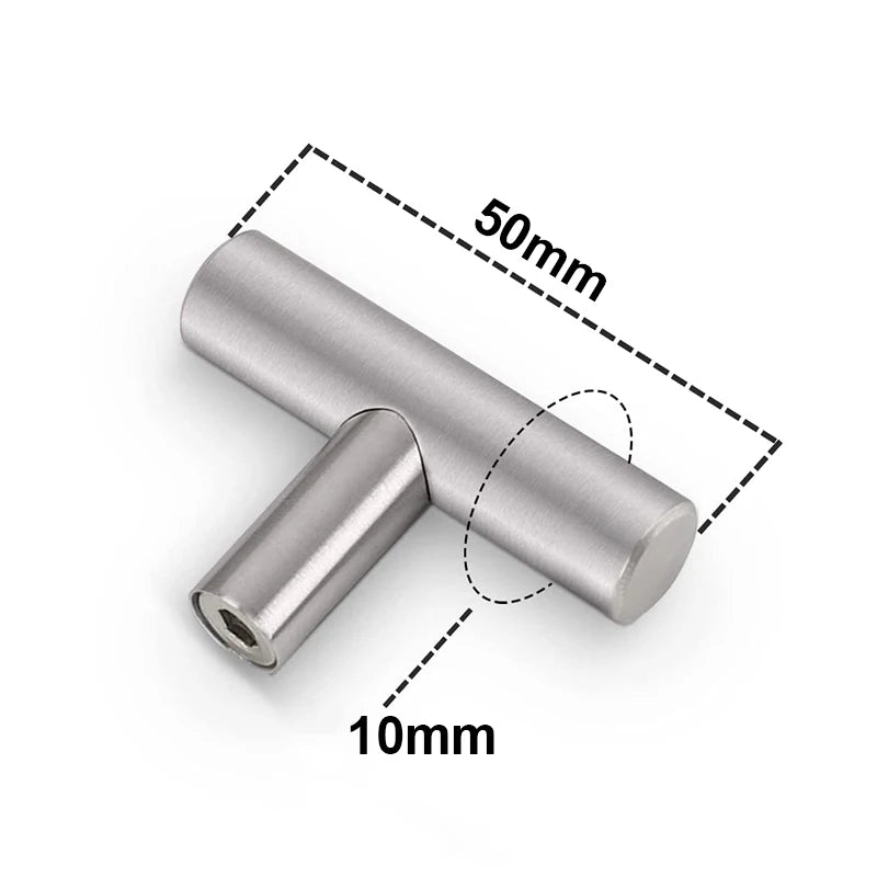Kitchen Cabinet Pulls Furniture Drawer Handles Stainless Steel T Bar Straight Wardrobe Door Knobs Black Silver Cupboard Handle